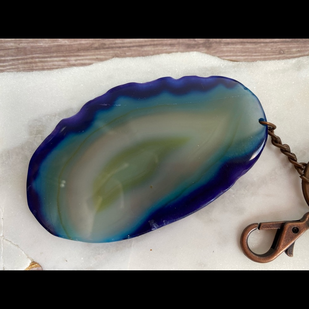 Stunning Blue and Green Agate Keychain 💙💚 - Picture 2 of 5